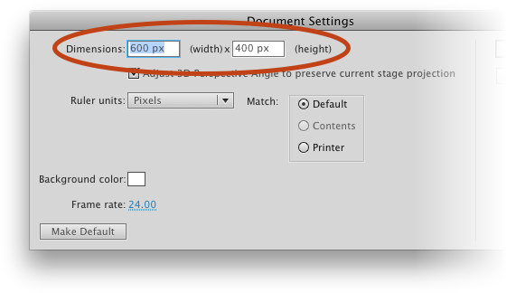 Stage size and frame rate