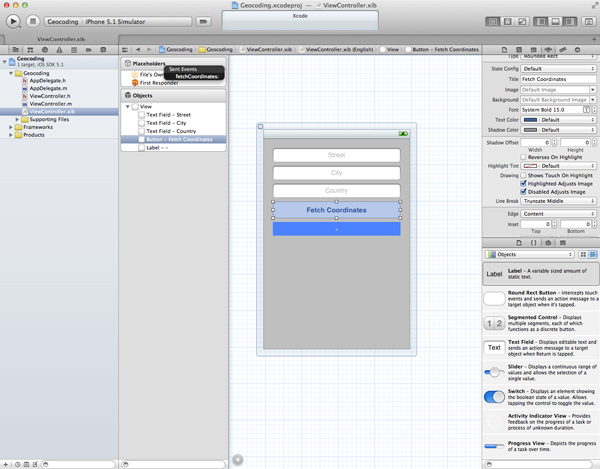 Geocoding with Core Location: Setting Up The User Interface - Figure 4