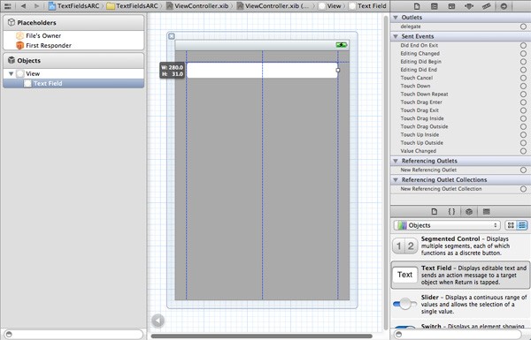 UITextField - adding a text field in Interface Builder