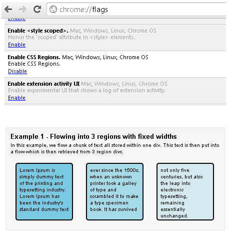 Screenshot of the Chrome Flags page