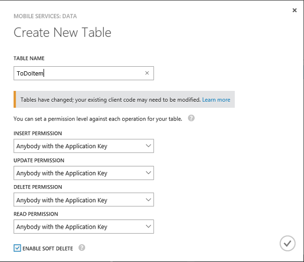 Create a New ToDoItem Table