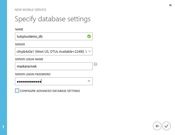 Specify Database Settings