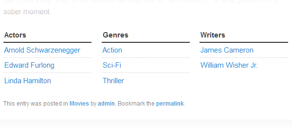 WordPress taxonomy example