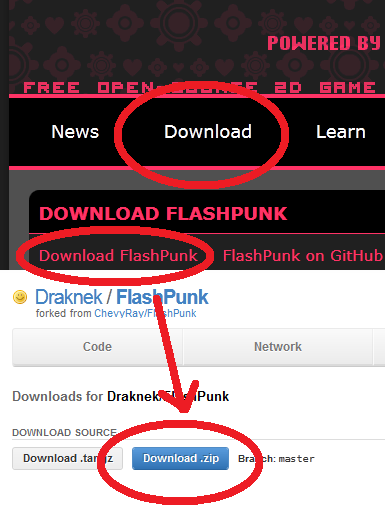 The Downloads page of FlashPunk