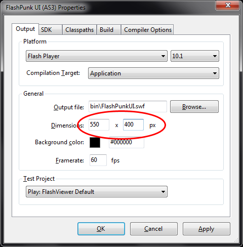 Setting our project's dimensions