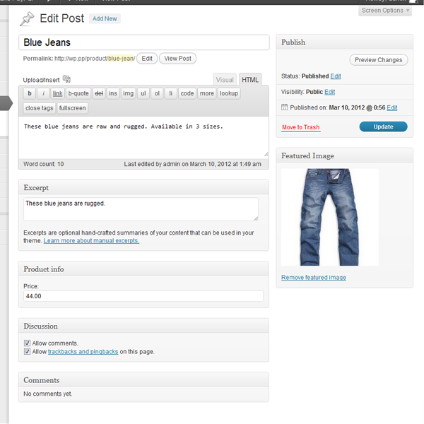 Custom Post Type - Products