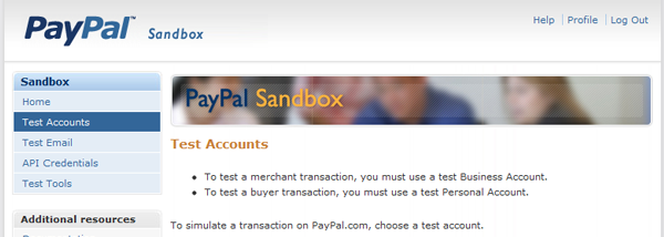 PayPal Developer Sandbox
