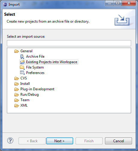 Project Import Dialog