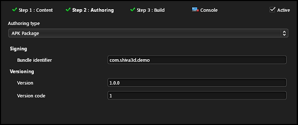 Shiva Authoring Tool Step 2 - APK Package