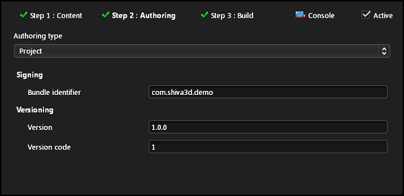 Shiva Authoring Tool Step 2 - Project