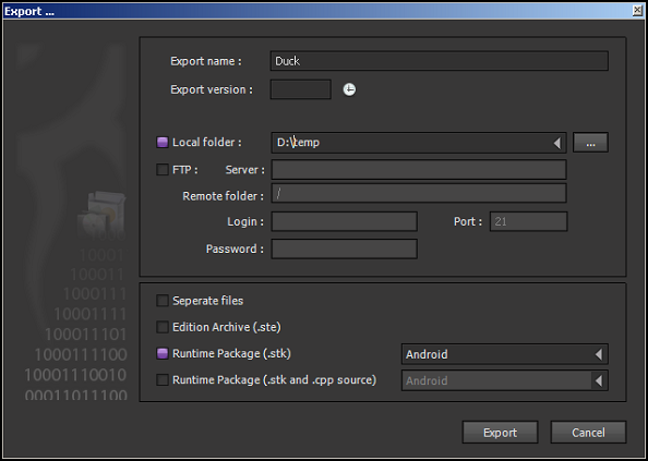 Export Dialog