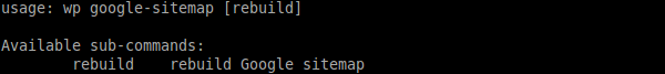 `wp sitemap help` output