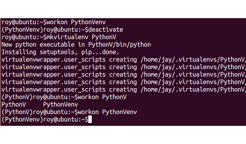 Switching Virtual Environment Using workon Command