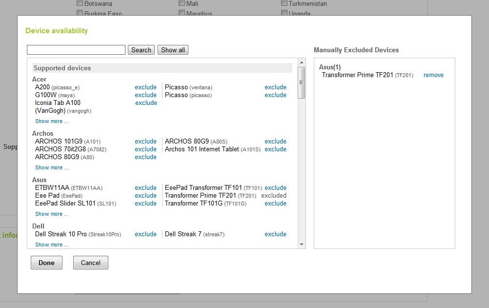 Manually Excluding the Asus Transformer Prime