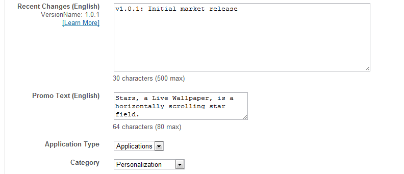 Android SDK Submit to Market