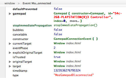 The logged event of disconnecting a gamepad