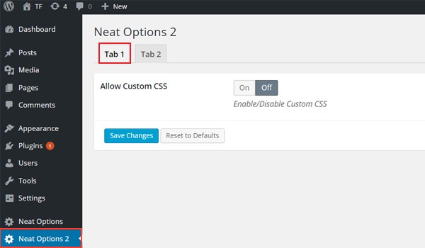 Adding the enable type option in a tabbed interface