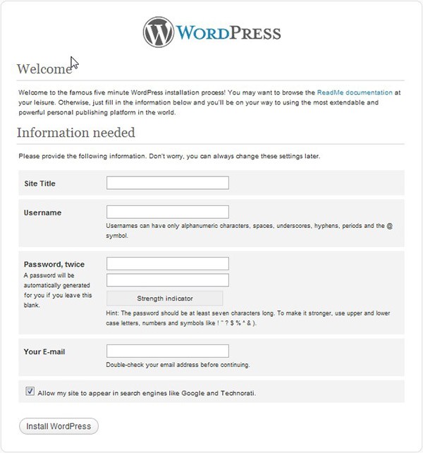 WordPress Install