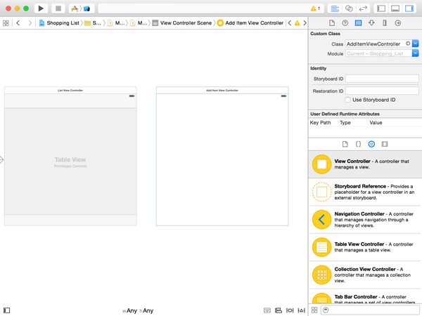 Creating the Add Item View Controller Class