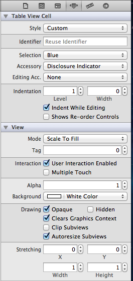 UIStoryboard Static Table View Cell Configuration