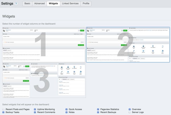 ManageWP Settings Widgets for Dashboard