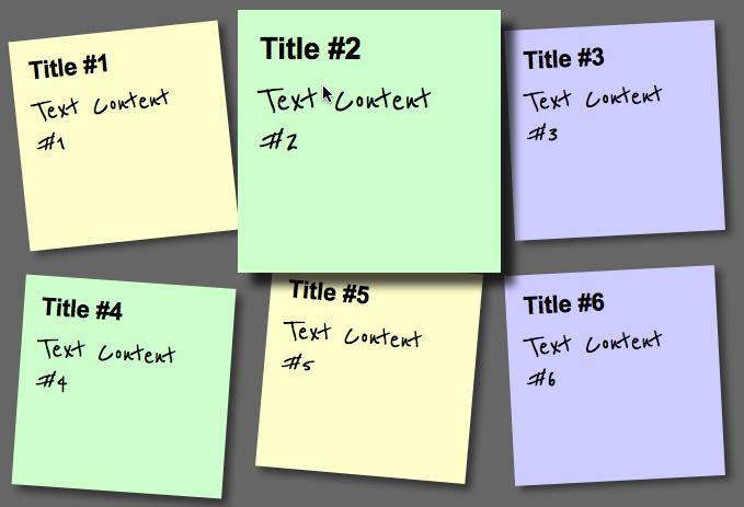 Step 5Coloured and smoothly zooming sticky notes