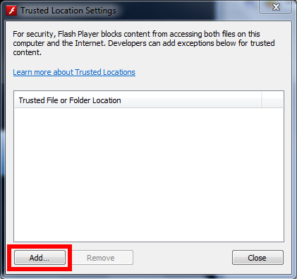 Trusted Location Settings
