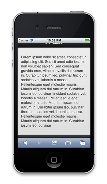 jQuery Mobile Screen