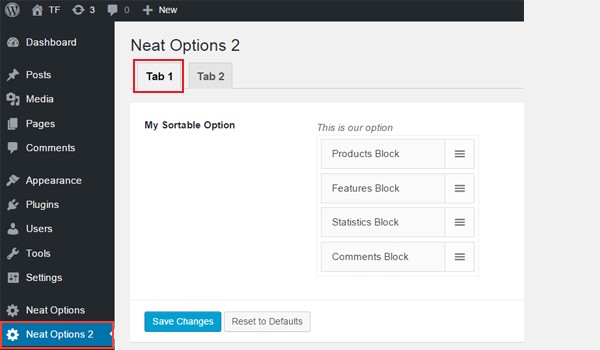 Adding a Sortable option to tabbed navigation