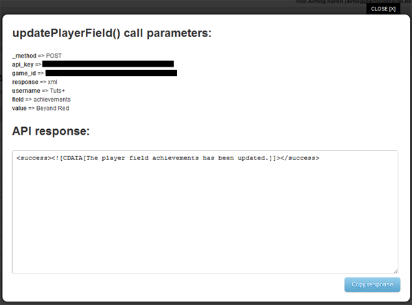 Update Player Field Response