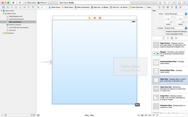 Adding a Table View