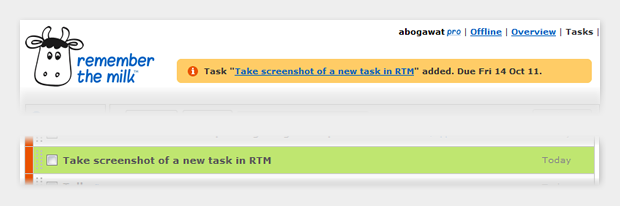 Two-level feedback in Remember the Milk