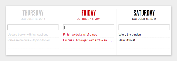 Yesterday, today and tomorrow in Teuxdeux