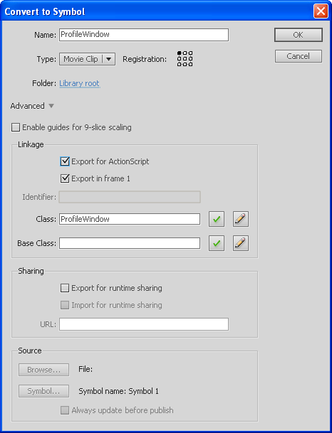 profile window symbol