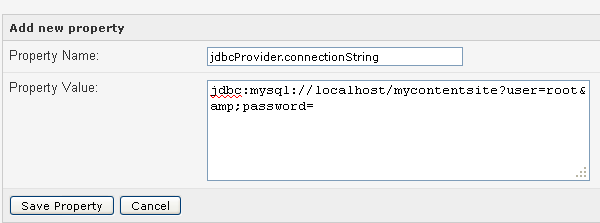 jdbcProvider connection string