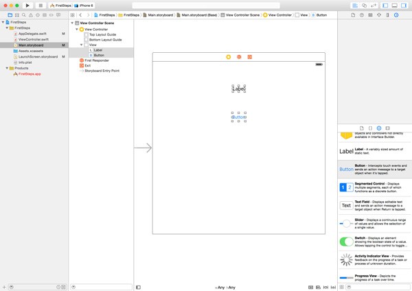 Adding a Label and a Button to the Storyboard