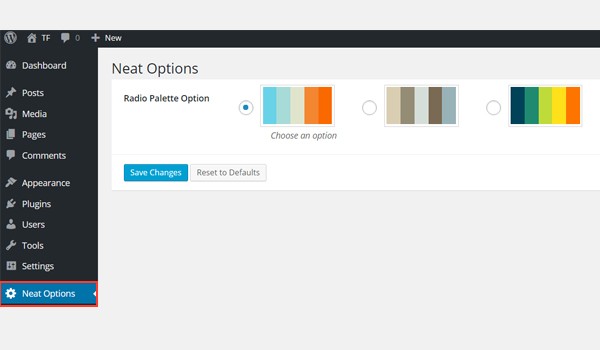 Three radio palette options