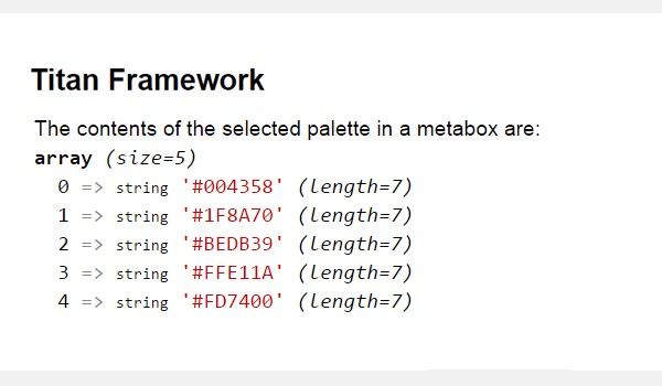 Viewing the results of the selected palette