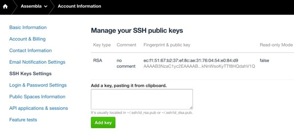 Assembla Manage SSH Keys