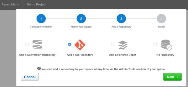 Assembla Add a Code Repository