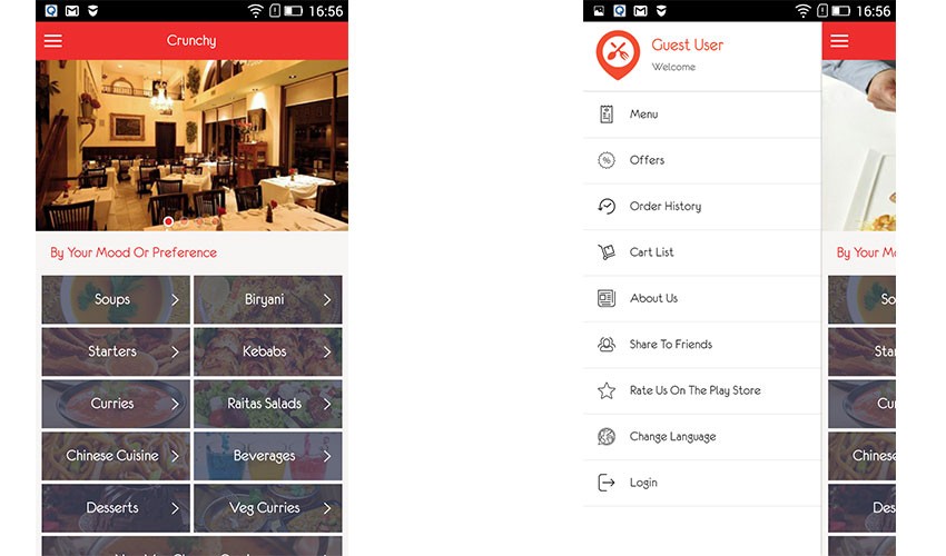Crunchy Restaurant app 