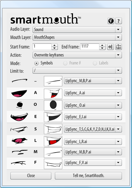 SmartMouth main panel -- populated