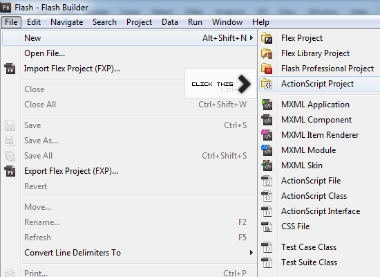 Create New ActionScript Project