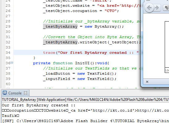 Output from our ByteArray