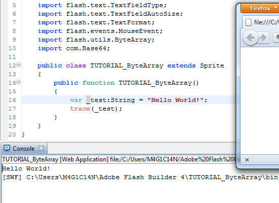 Trace the 'Hello World' message