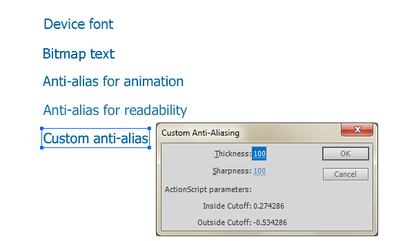 Different text rendering modes in Flash