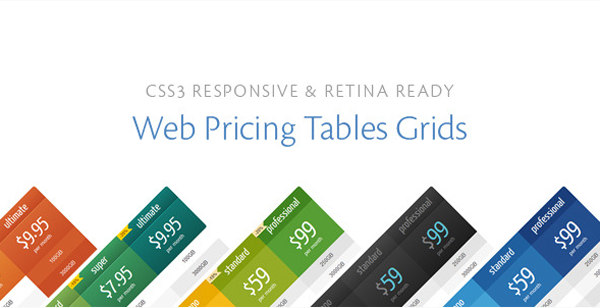 CSS3 Responsive Web Pricing Tables Grids