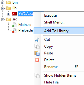 Adding the .swc file to library