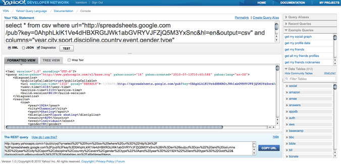 The YQL console