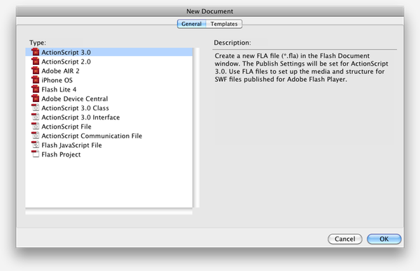 The "New Document" Window